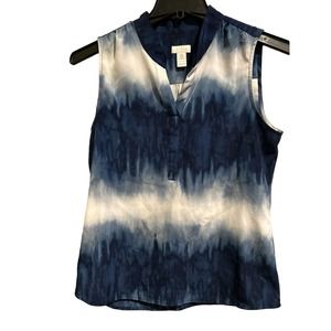 Chico’s Blue Tie Dye Sleeveless V-Neck Top Size 0 Small
